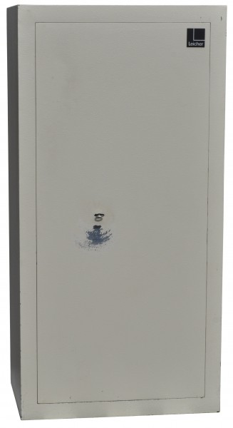 verschlossener gebrauchter Tresor mit Leicher Schild