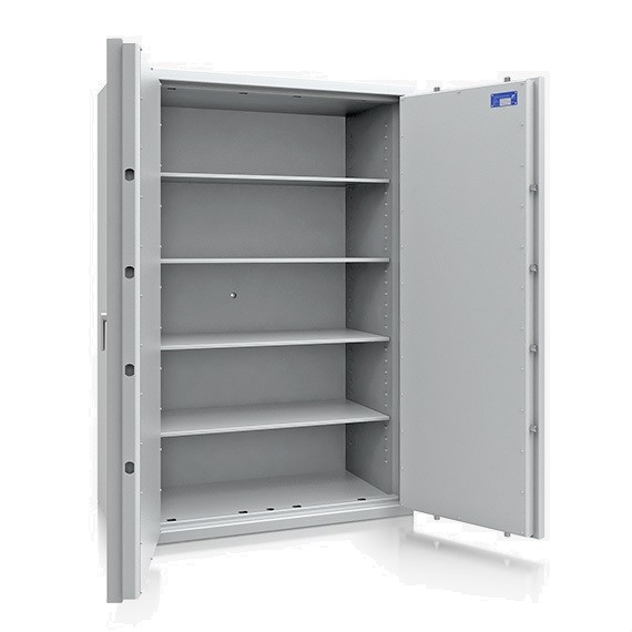 leerer geöffneter 2 flügliger Dokumententresor mit 4 Fachböden