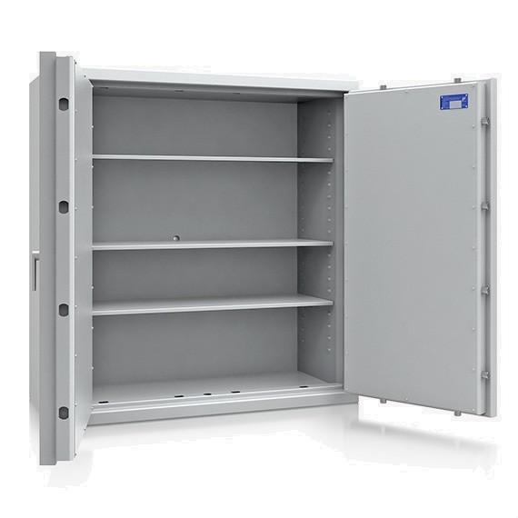 geöffneter Dokumententresor mit 3 leeren Einlegeböden