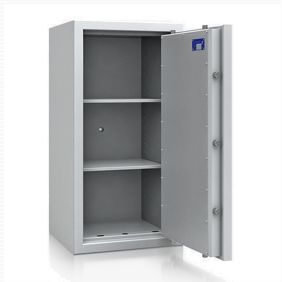 offener Safe mit Rückwandbohrung und ausgefahrenen Bolzen