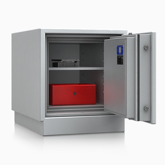 geöffneter Datentresor mit roter Box