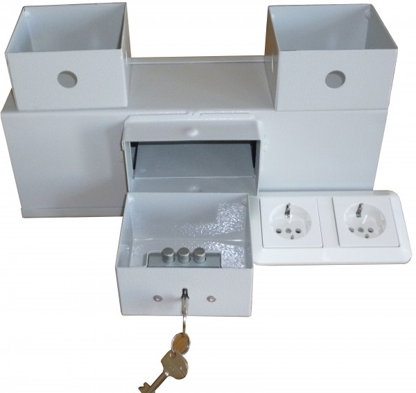 Steckdosentresor mit Blende und den inneren Kammern
